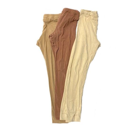 H&M 3-Pack Cotton Leggings Beige/Brown - Picture 4 of 5